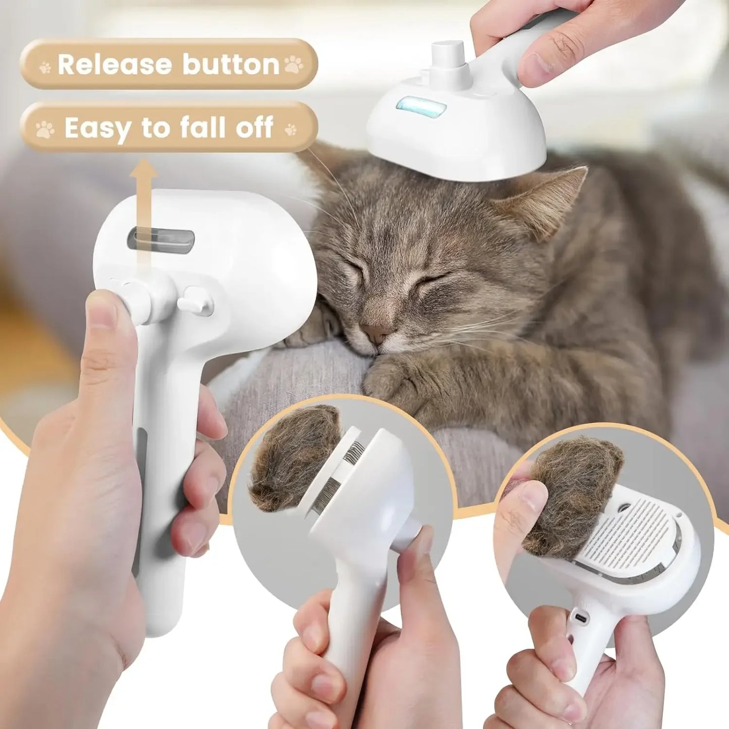 Pet Spray Grooming Comb: Steam-Powered Cleaning & Grooming Solution