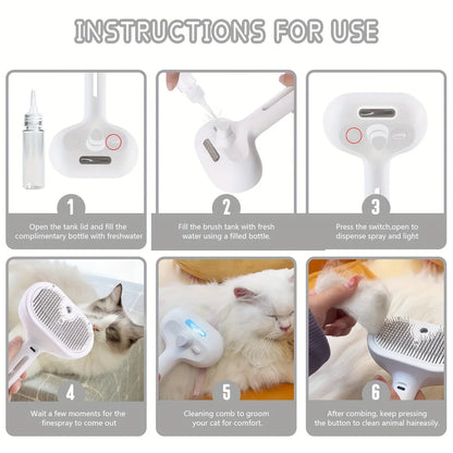 Pet Spray Grooming Comb: Steam-Powered Cleaning & Grooming Solution