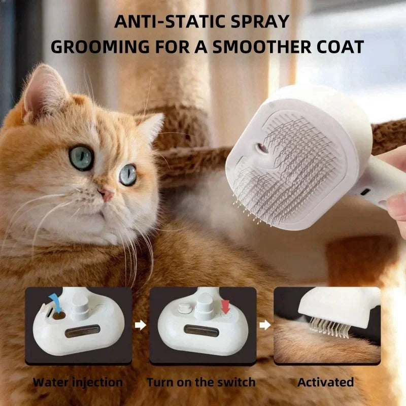 Pet Spray Grooming Comb: Steam-Powered Cleaning & Grooming Solution